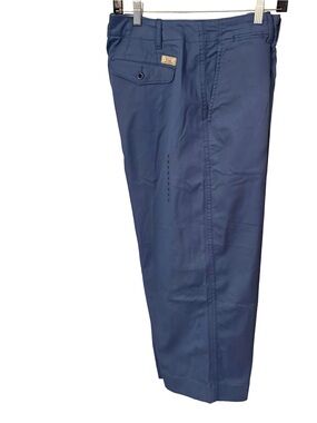 Polo RALPH LAUREN Womens ZIPFLY BLUE CROP Chino Pant Twill Wide Leg Sz 10 NWT